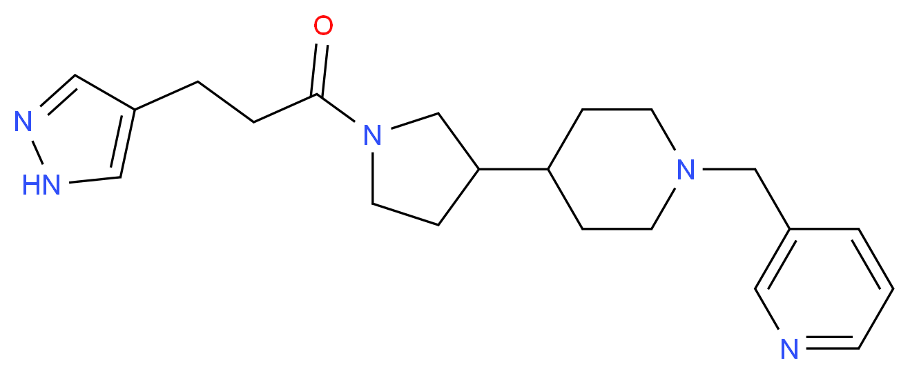 3-[(4-{1-[3-(1H-pyrazol-4-yl)propanoyl]-3-pyrrolidinyl}-1-piperidinyl)methyl]pyridine_分子结构_CAS_)