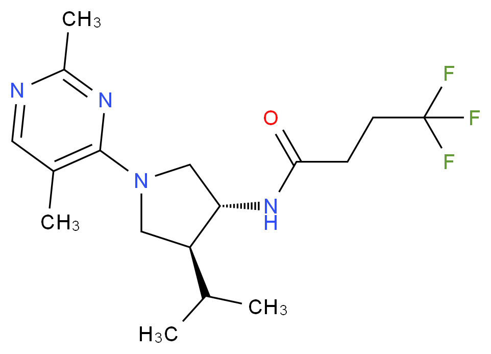 N-[(3R*,4S*)-1-(2,5-dimethyl-4-pyrimidinyl)-4-isopropyl-3-pyrrolidinyl]-4,4,4-trifluorobutanamide_分子结构_CAS_)