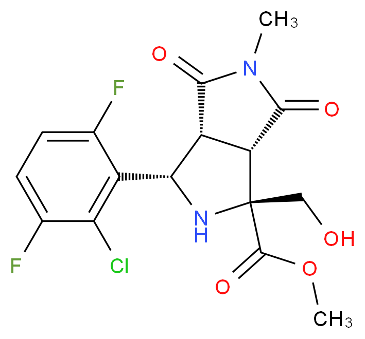 methyl (1S*,3S*,3aR*,6aS*)-3-(2-chloro-3,6-difluorophenyl)-1-(hydroxymethyl)-5-methyl-4,6-dioxooctahydropyrrolo[3,4-c]pyrrole-1-carboxylate_分子结构_CAS_)