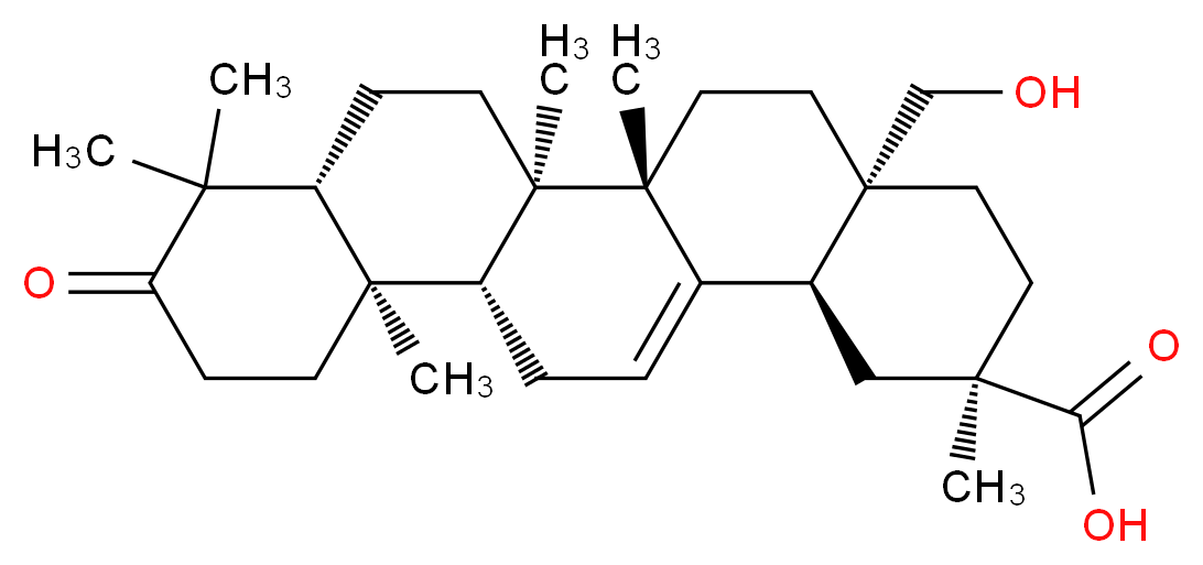 28-Hydroxy-3-oxoolean-12-en-29-oic acid_分子结构_CAS_381691-22-1)