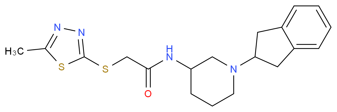 N-[1-(2,3-dihydro-1H-inden-2-yl)-3-piperidinyl]-2-[(5-methyl-1,3,4-thiadiazol-2-yl)thio]acetamide_分子结构_CAS_)