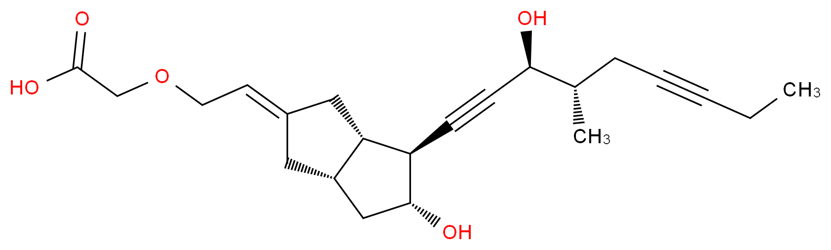 2-{2-[(2E,3aS,4S,5R,6aS)-5-hydroxy-4-[(3S,4S)-3-hydroxy-4-methylnona-1,6-diyn-1-yl]-octahydropentalen-2-ylidene]ethoxy}acetic acid_分子结构_CAS_94079-80-8