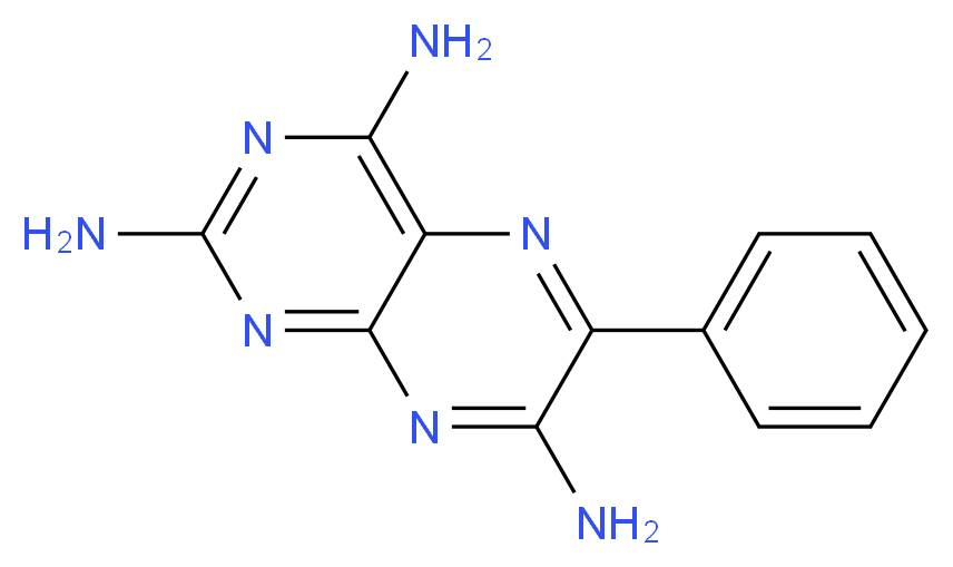 6-PHENYL-2,4,7-TRIAMINO PTERIDINE_分子结构_CAS_396-01-0)