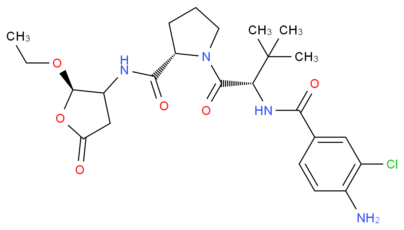 (2S)-1-[(2S)-2-[(4-amino-3-chlorophenyl)formamido]-3,3-dimethylbutanoyl]-N-[(2R)-2-ethoxy-5-oxooxolan-3-yl]pyrrolidine-2-carboxamide_分子结构_CAS_273404-37-8