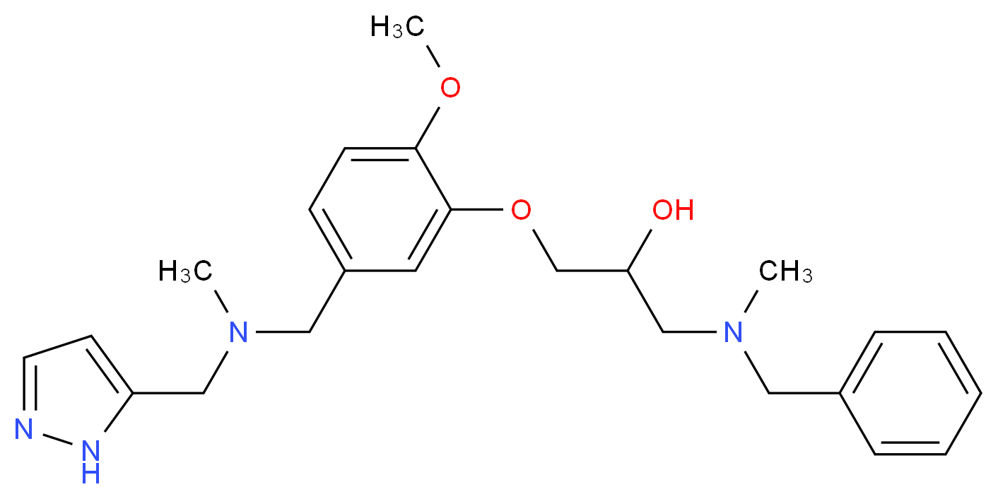 1-[benzyl(methyl)amino]-3-(2-methoxy-5-{[methyl(1H-pyrazol-5-ylmethyl)amino]methyl}phenoxy)-2-propanol_分子结构_CAS_)