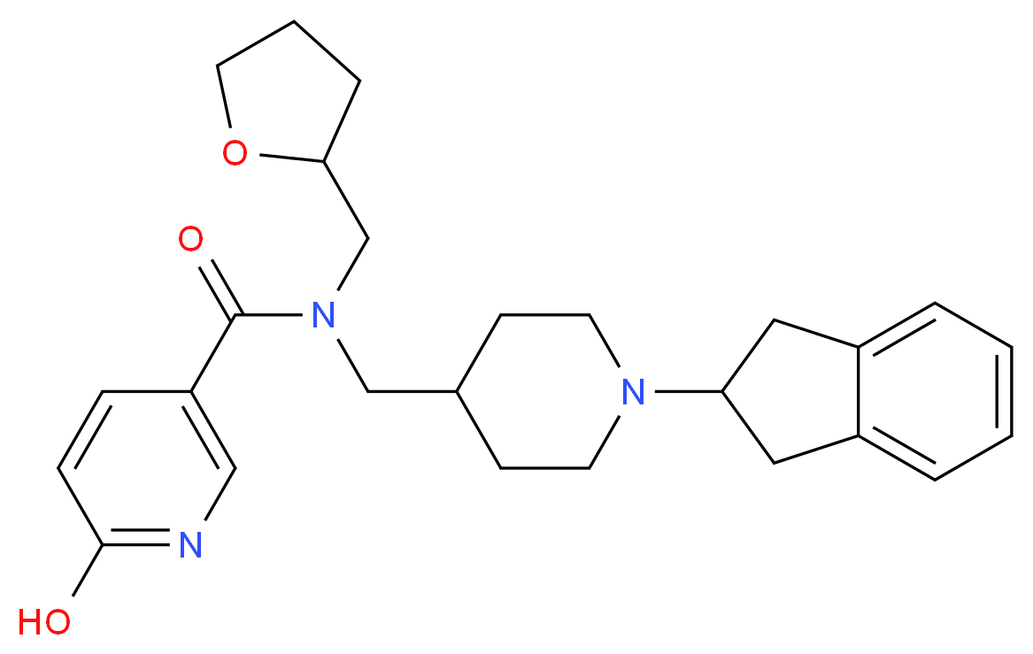 N-{[1-(2,3-dihydro-1H-inden-2-yl)-4-piperidinyl]methyl}-6-hydroxy-N-(tetrahydro-2-furanylmethyl)nicotinamide_分子结构_CAS_)