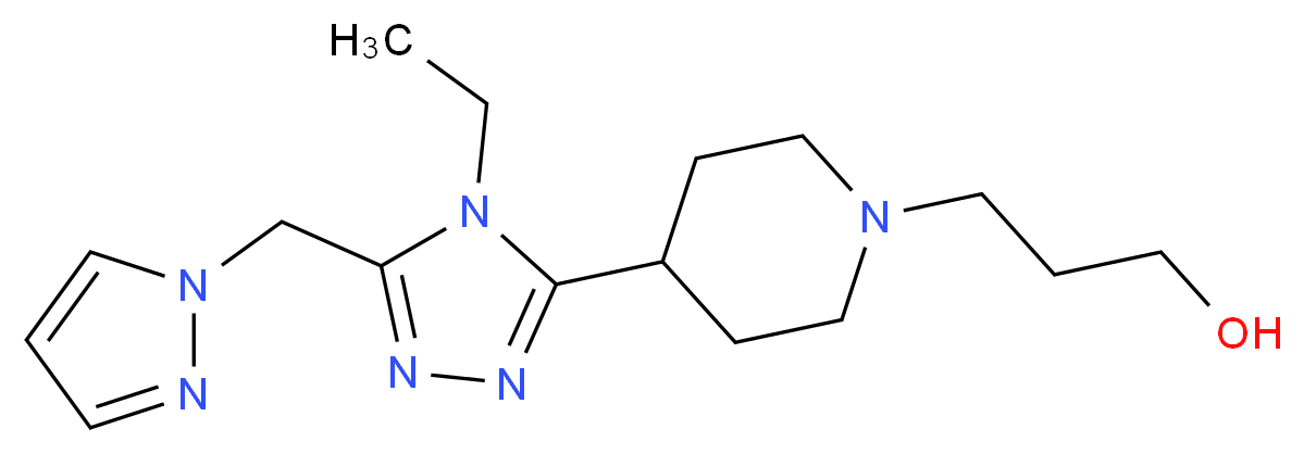 3-{4-[4-ethyl-5-(1H-pyrazol-1-ylmethyl)-4H-1,2,4-triazol-3-yl]piperidin-1-yl}propan-1-ol_分子结构_CAS_)
