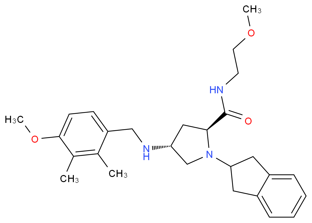 (4R)-1-(2,3-dihydro-1H-inden-2-yl)-4-[(4-methoxy-2,3-dimethylbenzyl)amino]-N-(2-methoxyethyl)-L-prolinamide_分子结构_CAS_)