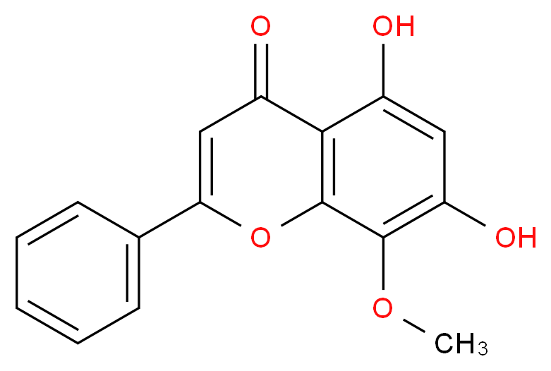 5,7-dihydroxy-8-methoxy-2-phenyl-4H-chromen-4-one_分子结构_CAS_632-85-9