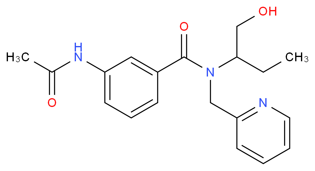 3-(acetylamino)-N-[1-(hydroxymethyl)propyl]-N-(pyridin-2-ylmethyl)benzamide_分子结构_CAS_)