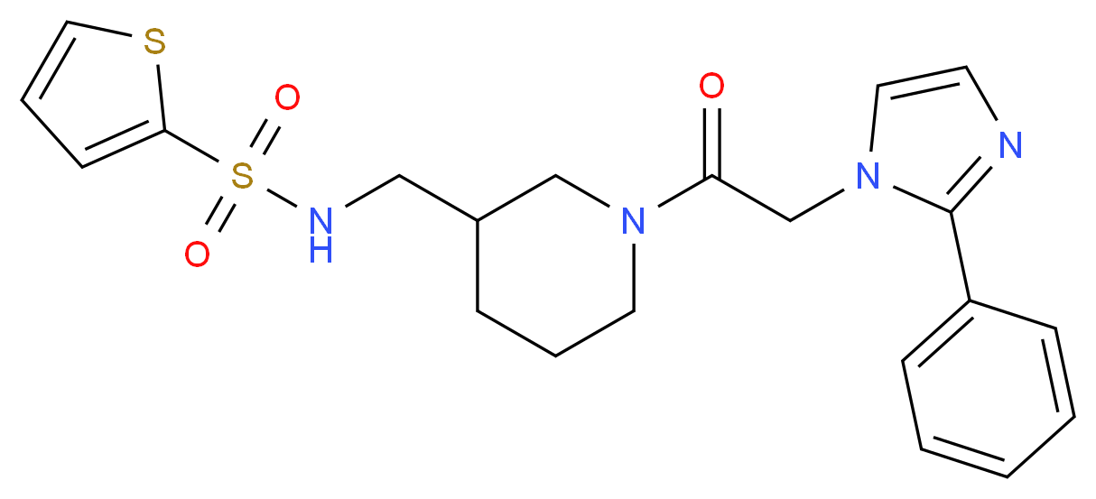 N-({1-[2-(2-phenyl-1H-imidazol-1-yl)acetyl]-3-piperidinyl}methyl)-2-thiophenesulfonamide_分子结构_CAS_)