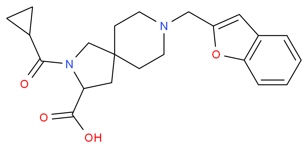 8-(1-benzofuran-2-ylmethyl)-2-(cyclopropylcarbonyl)-2,8-diazaspiro[4.5]decane-3-carboxylic acid_分子结构_CAS_)
