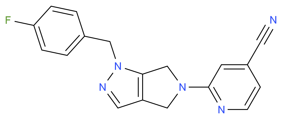 2-[1-(4-fluorobenzyl)-4,6-dihydropyrrolo[3,4-c]pyrazol-5(1H)-yl]isonicotinonitrile_分子结构_CAS_)