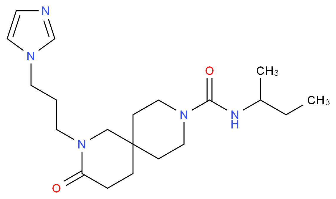 N-(sec-butyl)-2-[3-(1H-imidazol-1-yl)propyl]-3-oxo-2,9-diazaspiro[5.5]undecane-9-carboxamide_分子结构_CAS_)