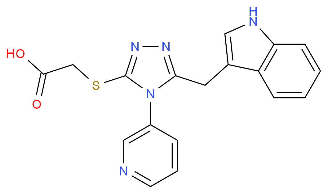 {[5-(1H-indol-3-ylmethyl)-4-pyridin-3-yl-4H-1,2,4-triazol-3-yl]thio}acetic acid_分子结构_CAS_)