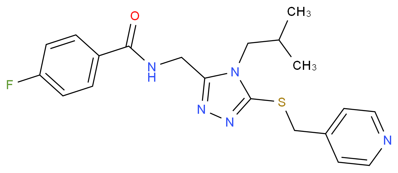 4-fluoro-N-({4-isobutyl-5-[(4-pyridinylmethyl)thio]-4H-1,2,4-triazol-3-yl}methyl)benzamide_分子结构_CAS_)