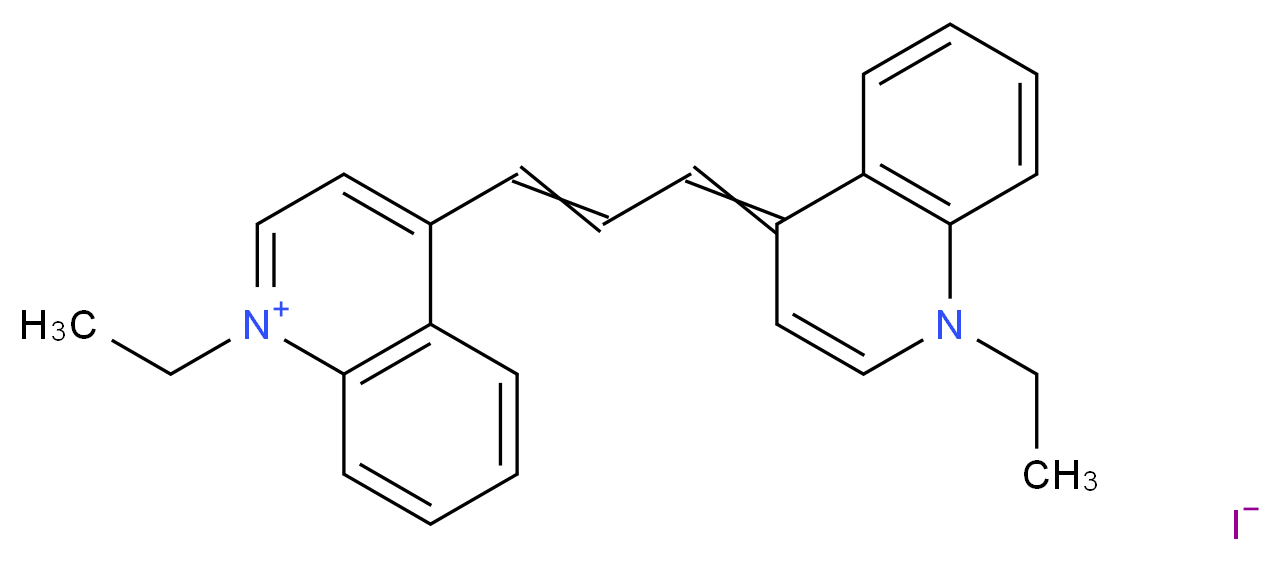 1-ethyl-4-[3-(1-ethyl-1,4-dihydroquinolin-4-ylidene)prop-1-en-1-yl]quinolin-1-ium iodide_分子结构_CAS_4727-50-8