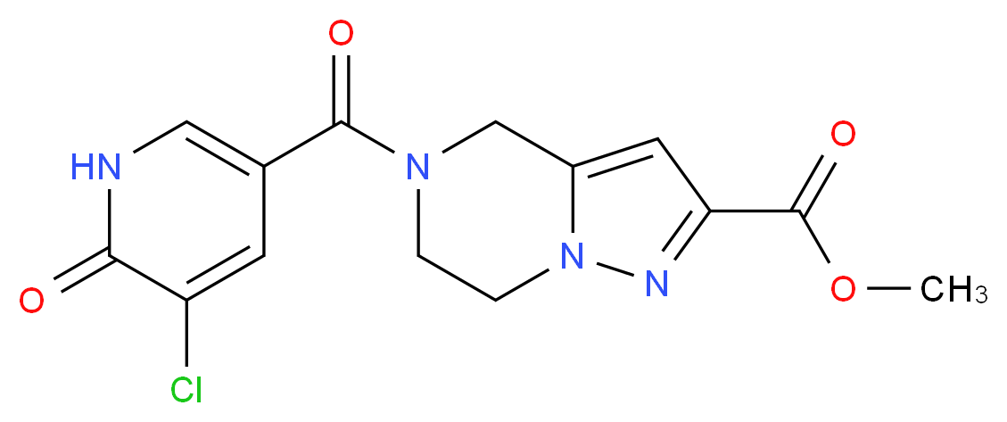 methyl 5-[(5-chloro-6-oxo-1,6-dihydropyridin-3-yl)carbonyl]-4,5,6,7-tetrahydropyrazolo[1,5-a]pyrazine-2-carboxylate_分子结构_CAS_)