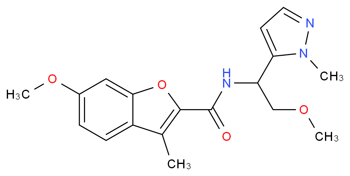 6-methoxy-N-[2-methoxy-1-(1-methyl-1H-pyrazol-5-yl)ethyl]-3-methyl-1-benzofuran-2-carboxamide_分子结构_CAS_)