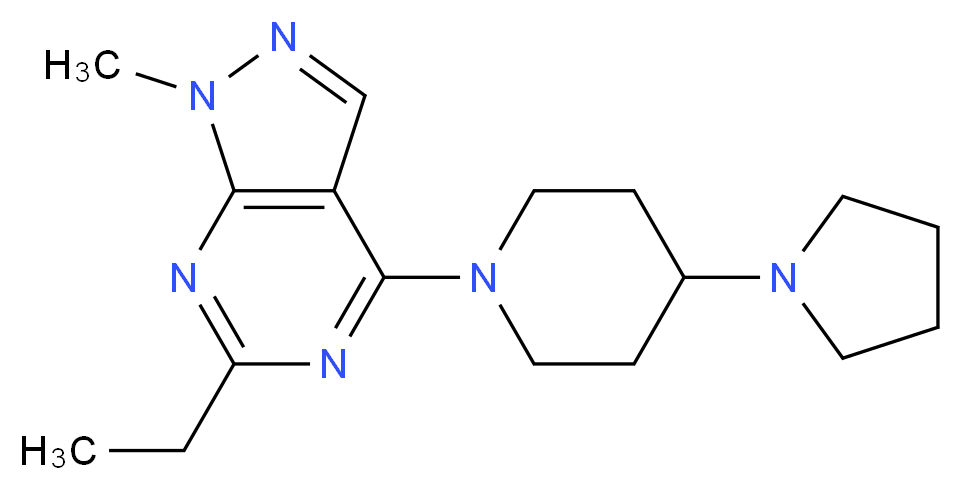 6-ethyl-1-methyl-4-[4-(1-pyrrolidinyl)-1-piperidinyl]-1H-pyrazolo[3,4-d]pyrimidine_分子结构_CAS_)
