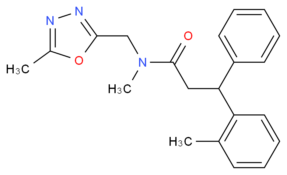 N-methyl-N-[(5-methyl-1,3,4-oxadiazol-2-yl)methyl]-3-(2-methylphenyl)-3-phenylpropanamide_分子结构_CAS_)