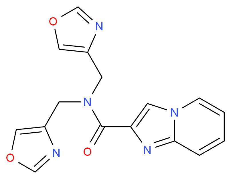 N,N-bis(1,3-oxazol-4-ylmethyl)imidazo[1,2-a]pyridine-2-carboxamide_分子结构_CAS_)