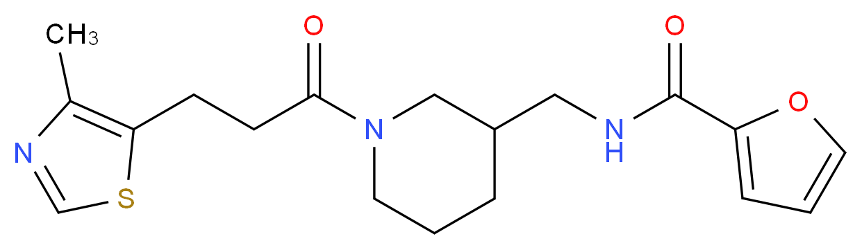 N-({1-[3-(4-methyl-1,3-thiazol-5-yl)propanoyl]-3-piperidinyl}methyl)-2-furamide_分子结构_CAS_)