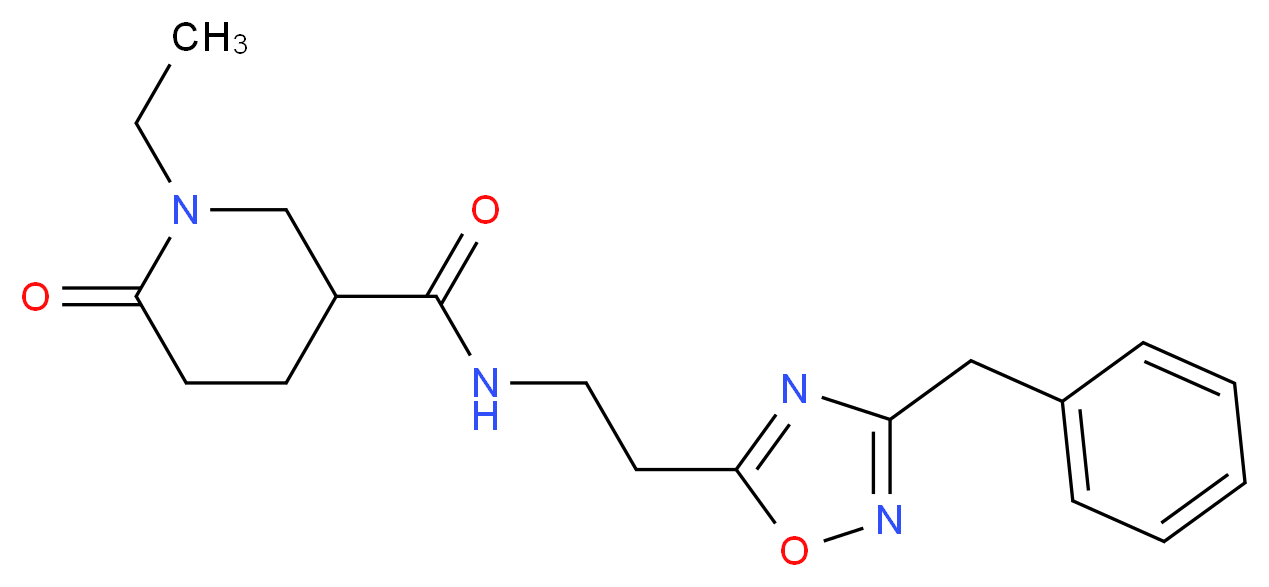 N-[2-(3-benzyl-1,2,4-oxadiazol-5-yl)ethyl]-1-ethyl-6-oxo-3-piperidinecarboxamide_分子结构_CAS_)