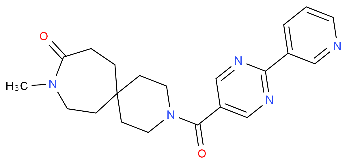9-methyl-3-[(2-pyridin-3-ylpyrimidin-5-yl)carbonyl]-3,9-diazaspiro[5.6]dodecan-10-one_分子结构_CAS_)