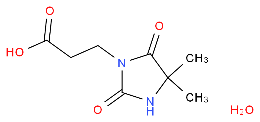 3-(4,4-dimethyl-2,5-dioxoimidazolidin-1-yl)propanoic acid hydrate_分子结构_CAS_90197-83-4