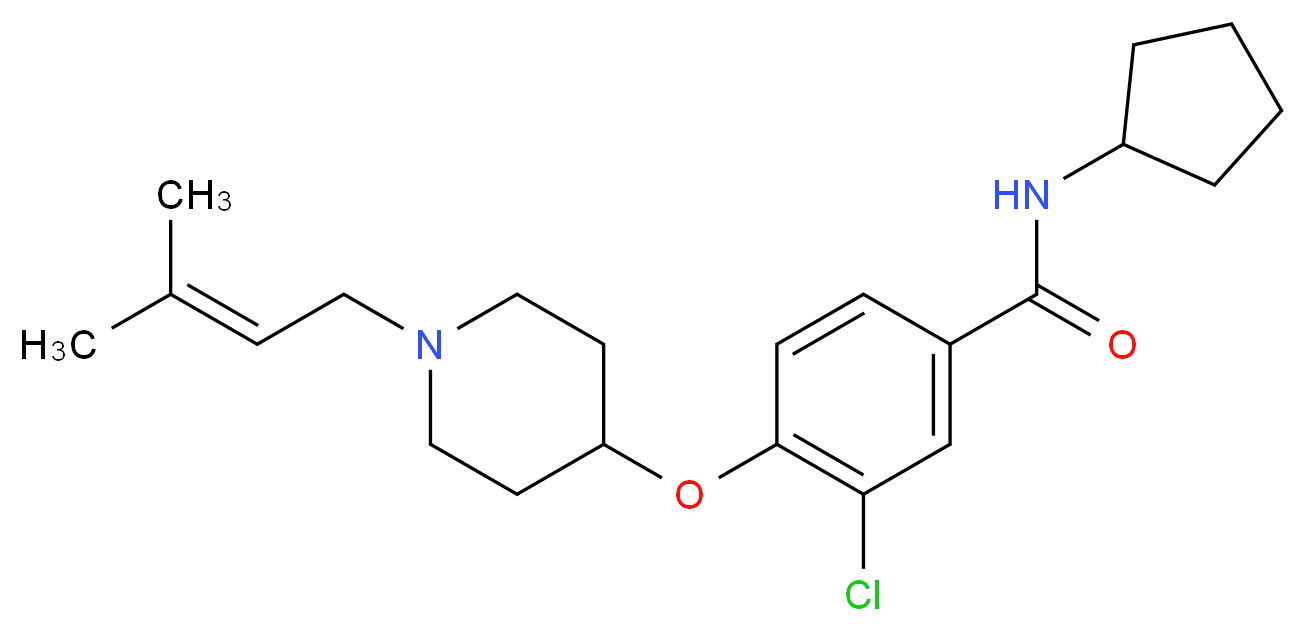 3-chloro-N-cyclopentyl-4-{[1-(3-methyl-2-buten-1-yl)-4-piperidinyl]oxy}benzamide_分子结构_CAS_)