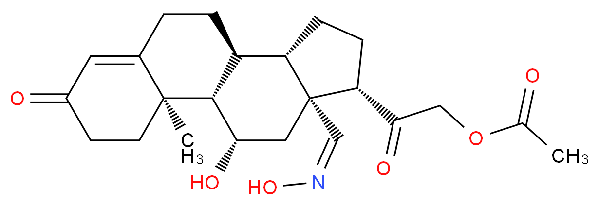 2-[(1S,2R,10S,11S,14S,15R,17S)-17-hydroxy-15-[(1Z)-(hydroxyimino)methyl]-2-methyl-5-oxotetracyclo[8.7.0.0<sup>2</sup>,<sup>7</sup>.0<sup>1</sup><sup>1</sup>,<sup>1</sup><sup>5</sup>]heptadec-6-en-14-yl]-2-oxoethyl acetate_分子结构_CAS_74220-49-8