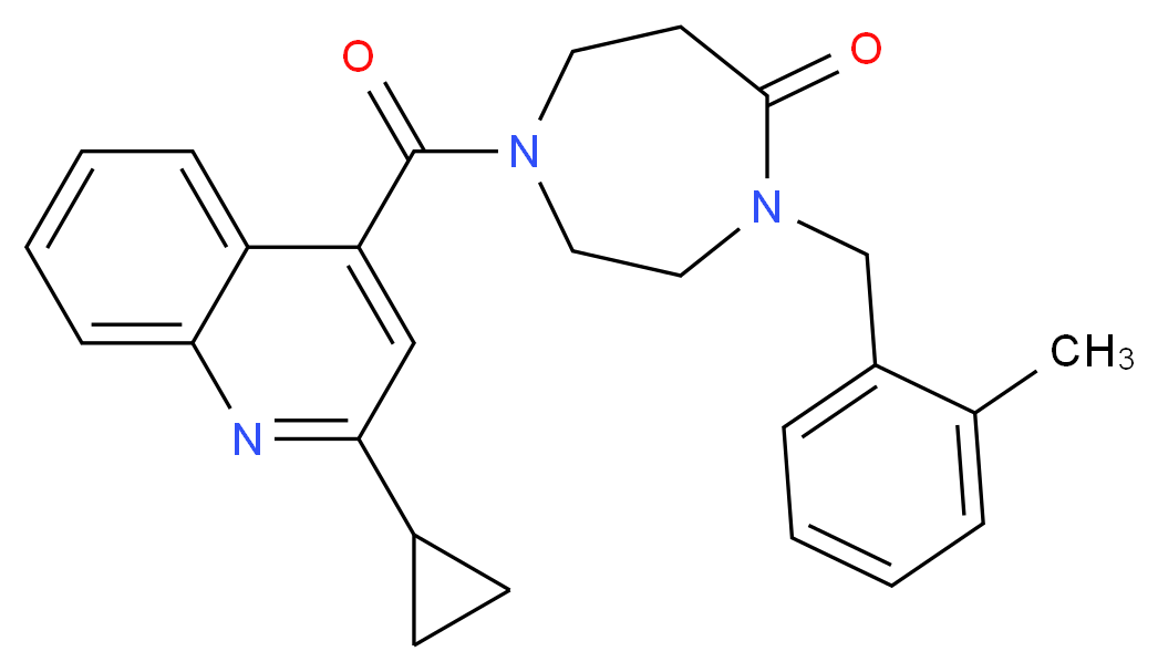 1-[(2-cyclopropyl-4-quinolinyl)carbonyl]-4-(2-methylbenzyl)-1,4-diazepan-5-one_分子结构_CAS_)