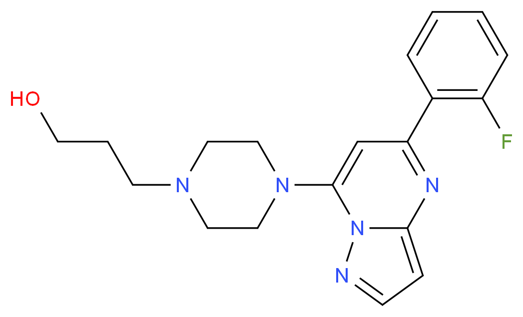 3-{4-[5-(2-fluorophenyl)pyrazolo[1,5-a]pyrimidin-7-yl]-1-piperazinyl}-1-propanol_分子结构_CAS_)