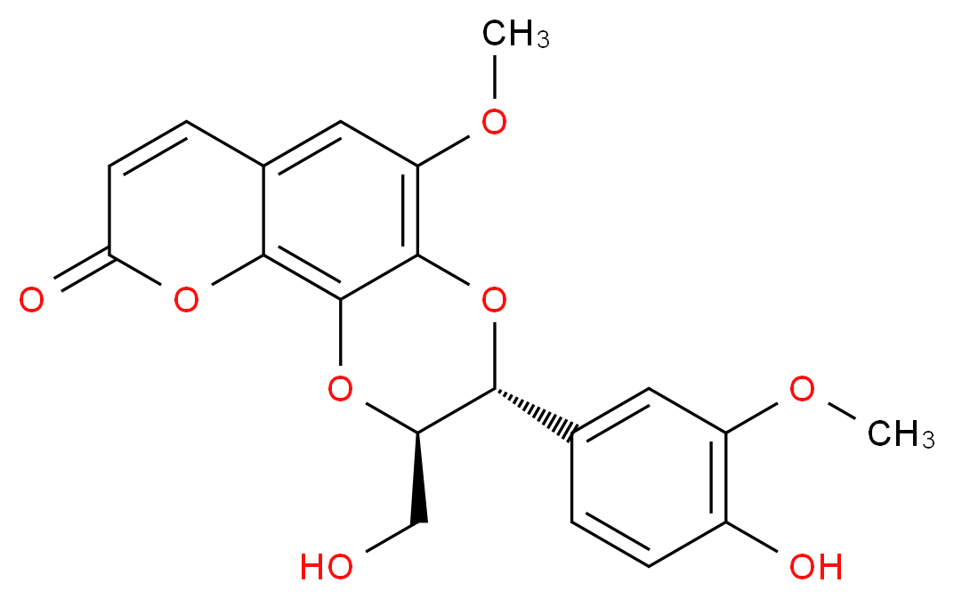 (2R,3R)-3-(4-hydroxy-3-methoxyphenyl)-2-(hydroxymethyl)-5-methoxy-2H,3H,9H-[1,4]dioxino[2,3-h]chromen-9-one_分子结构_CAS_76948-72-6