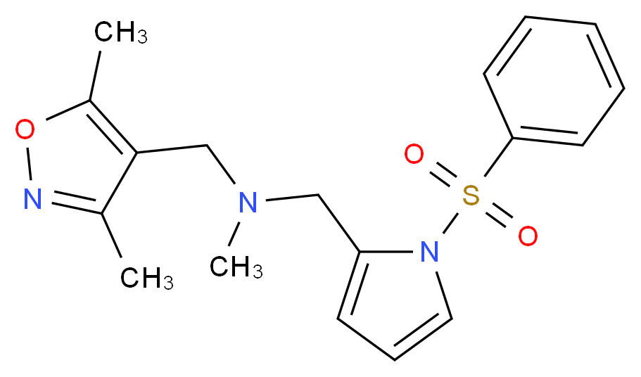 1-(3,5-dimethylisoxazol-4-yl)-N-methyl-N-{[1-(phenylsulfonyl)-1H-pyrrol-2-yl]methyl}methanamine_分子结构_CAS_)