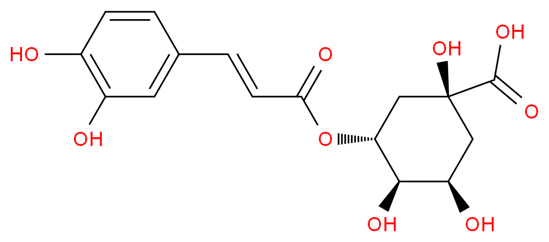 (1S,3R,4R,5R)-3-{[3-(3,4-dihydroxyphenyl)prop-2-enoyl]oxy}-1,4,5-trihydroxycyclohexane-1-carboxylic acid_分子结构_CAS_327-97-9