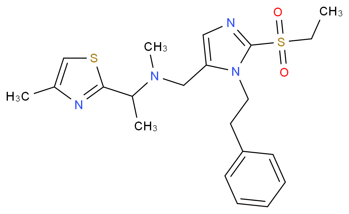 N-{[2-(ethylsulfonyl)-1-(2-phenylethyl)-1H-imidazol-5-yl]methyl}-N-methyl-1-(4-methyl-1,3-thiazol-2-yl)ethanamine_分子结构_CAS_)