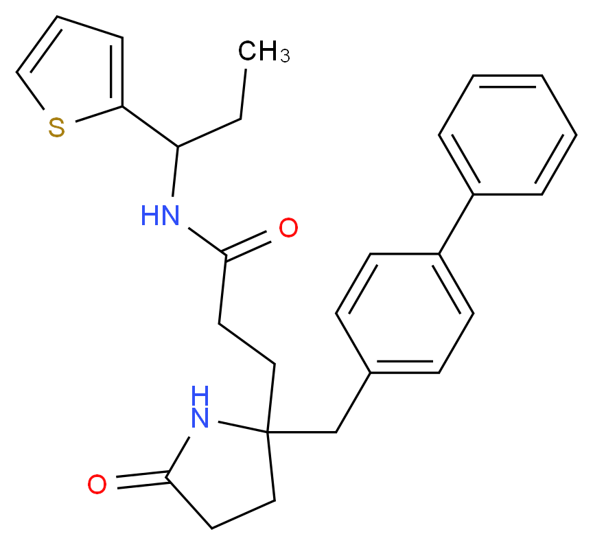 3-[2-(4-biphenylylmethyl)-5-oxo-2-pyrrolidinyl]-N-[1-(2-thienyl)propyl]propanamide_分子结构_CAS_)