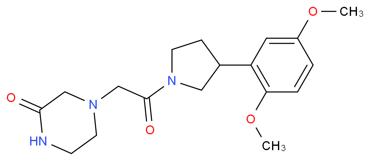 4-{2-[3-(2,5-dimethoxyphenyl)-1-pyrrolidinyl]-2-oxoethyl}-2-piperazinone_分子结构_CAS_)