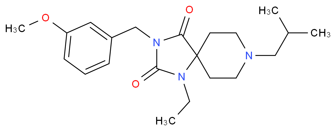 1-ethyl-8-isobutyl-3-(3-methoxybenzyl)-1,3,8-triazaspiro[4.5]decane-2,4-dione_分子结构_CAS_)