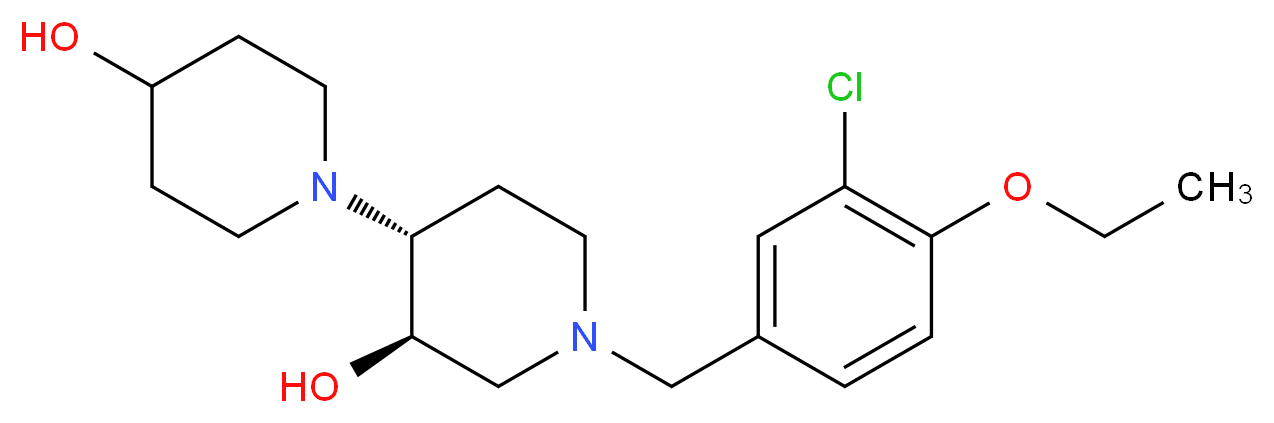 (3'R*,4'R*)-1'-(3-chloro-4-ethoxybenzyl)-1,4'-bipiperidine-3',4-diol_分子结构_CAS_)