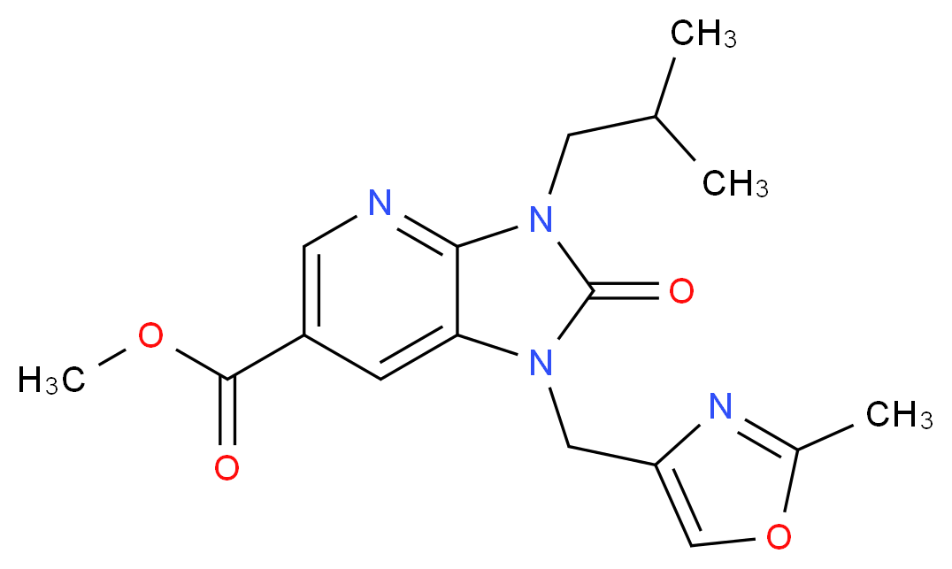 methyl 3-isobutyl-1-[(2-methyl-1,3-oxazol-4-yl)methyl]-2-oxo-2,3-dihydro-1H-imidazo[4,5-b]pyridine-6-carboxylate_分子结构_CAS_)