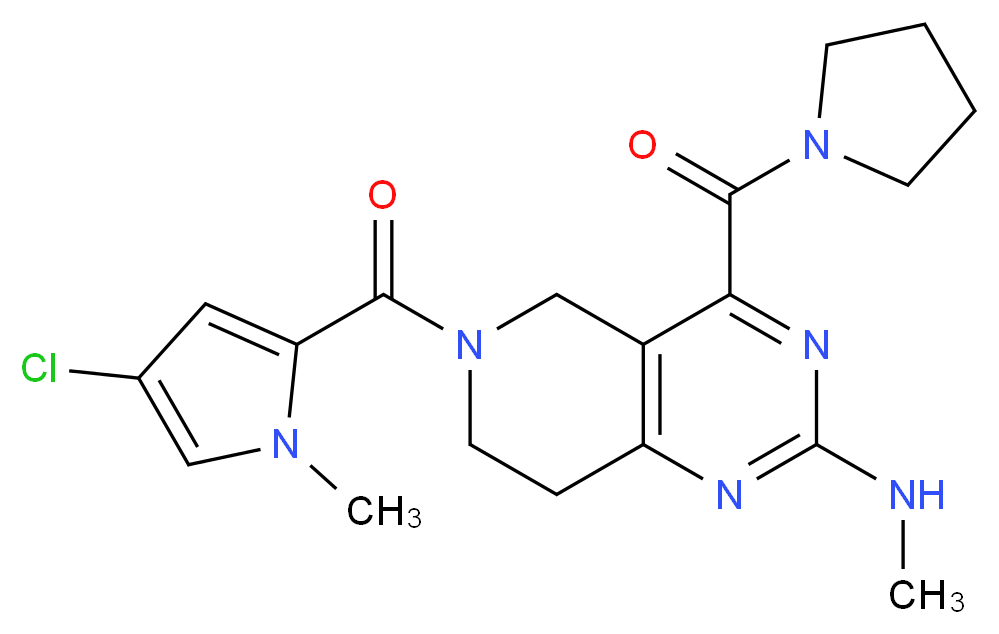 6-[(4-chloro-1-methyl-1H-pyrrol-2-yl)carbonyl]-N-methyl-4-(pyrrolidin-1-ylcarbonyl)-5,6,7,8-tetrahydropyrido[4,3-d]pyrimidin-2-amine_分子结构_CAS_)