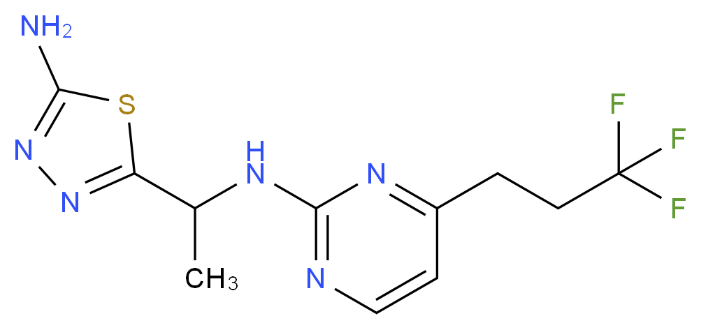 N-[1-(5-amino-1,3,4-thiadiazol-2-yl)ethyl]-4-(3,3,3-trifluoropropyl)pyrimidin-2-amine_分子结构_CAS_)