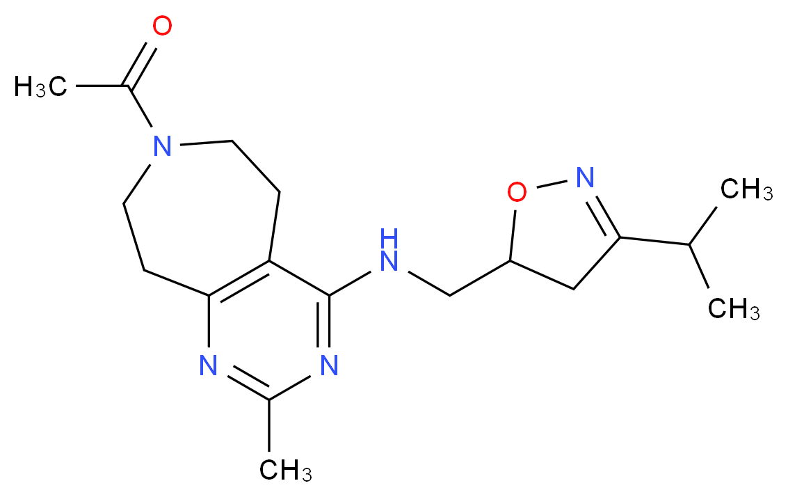 7-acetyl-N-[(3-isopropyl-4,5-dihydroisoxazol-5-yl)methyl]-2-methyl-6,7,8,9-tetrahydro-5H-pyrimido[4,5-d]azepin-4-amine_分子结构_CAS_)
