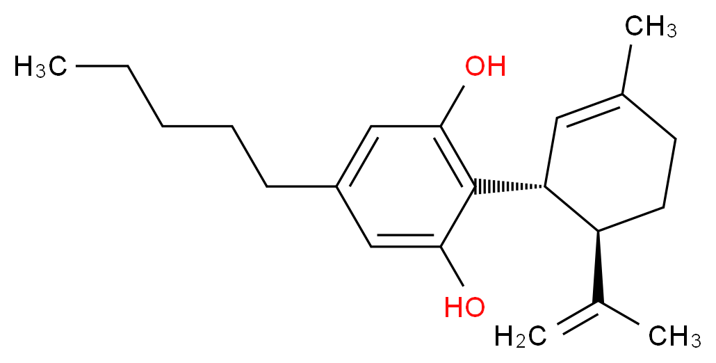 2-[(1R,6R)-3-methyl-6-(prop-1-en-2-yl)cyclohex-2-en-1-yl]-5-pentylbenzene-1,3-diol_分子结构_CAS_13956-29-1