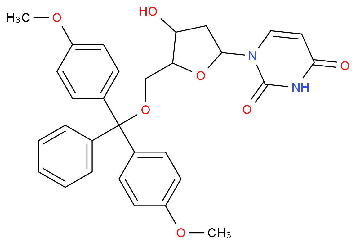 5′-O-(4,4′-Dimethoxytrityl)-2′-deoxyuridine_分子结构_CAS_23669-79-6)