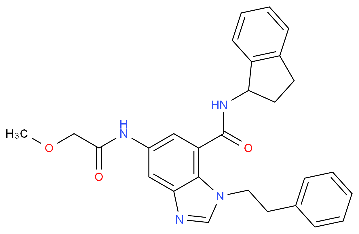N-(2,3-dihydro-1H-inden-1-yl)-5-[(methoxyacetyl)amino]-1-(2-phenylethyl)-1H-benzimidazole-7-carboxamide_分子结构_CAS_)