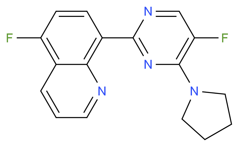 5-fluoro-8-(5-fluoro-4-pyrrolidin-1-ylpyrimidin-2-yl)quinoline_分子结构_CAS_)